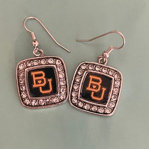 Women's Fashion Silver Baylor University Earrings with Hook Back